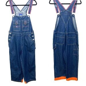 Vintage 90’s BUM Overalls Cropped Blue Orange Carpenter Style Size M